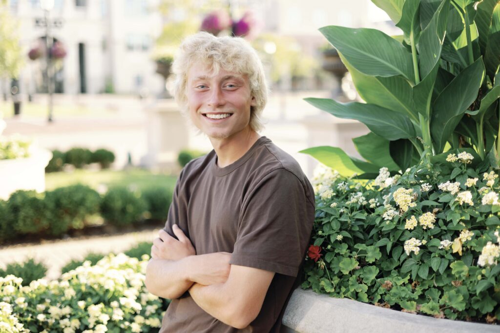 Senior Portrait of High School Senior Boy Smiling by Carmel Photographer Monette Wagner